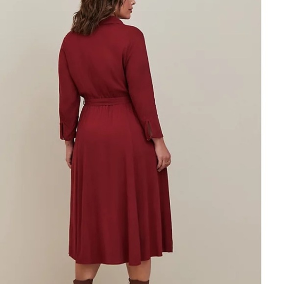 TORRID NWT MIDI RAYON SLUB BELTED SHIRTDRESS - Picture 2 of 7